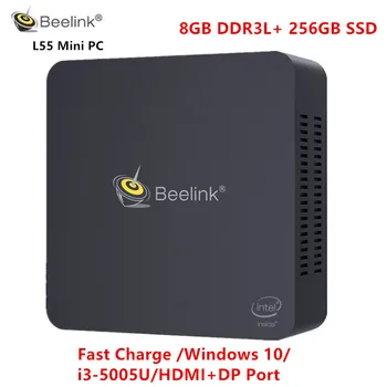 

Beelink L55 Mini PC Windows 10 Intel Core i3 5005U 8GB DDR3L 256GB mini PC 2.4+5.8GHz WiFi 1000Mbps BT4.0 fast charge HDMI+DP