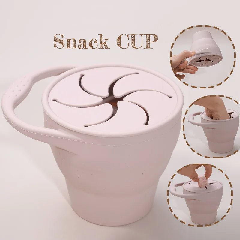 BPA Free Kids Silicone Food Storage Box Solid Color Baby Snack Cup Portable Children Snacks Container Lid
