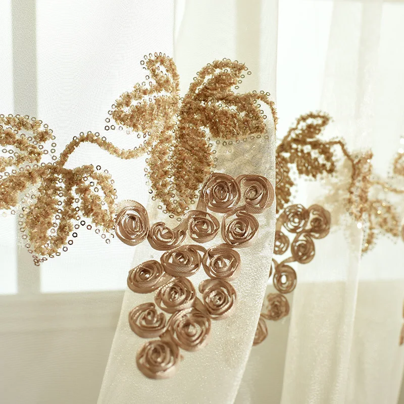 Modern Vintage Jacquard Embroidery Curtains for Living Dining Room Bedroom
