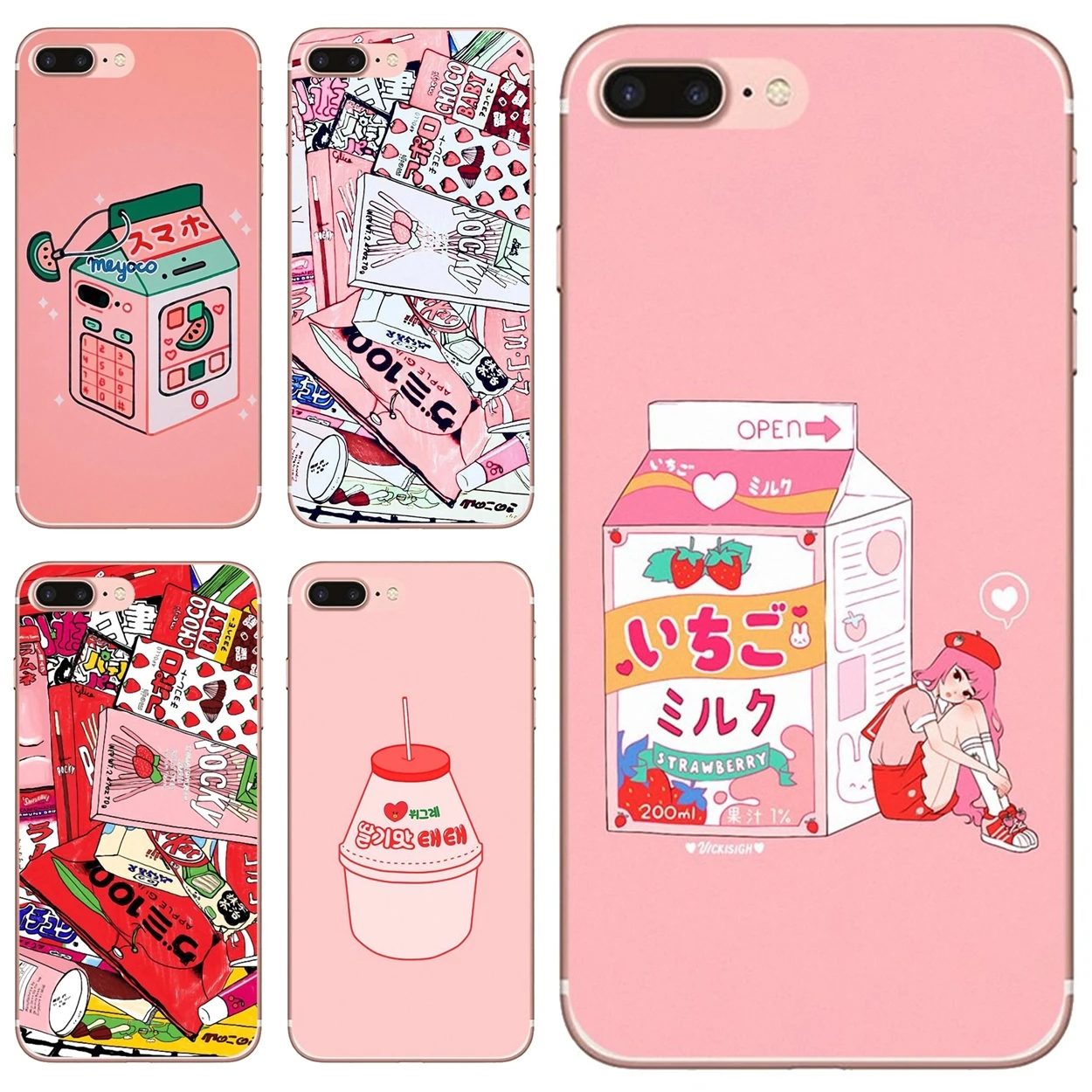 Мягкий чехол Kawaii японская клубника молоко для Huawei P50 P30 P40 P20 P8 P9 P10 Lite Pro 2016 2017 P Smart Plus