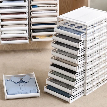 

Removable Drawer Storage Box Layered Partition Plastic Clothes Storage Holder Closet Organizer Large Storage Pants Sheet Cabinet