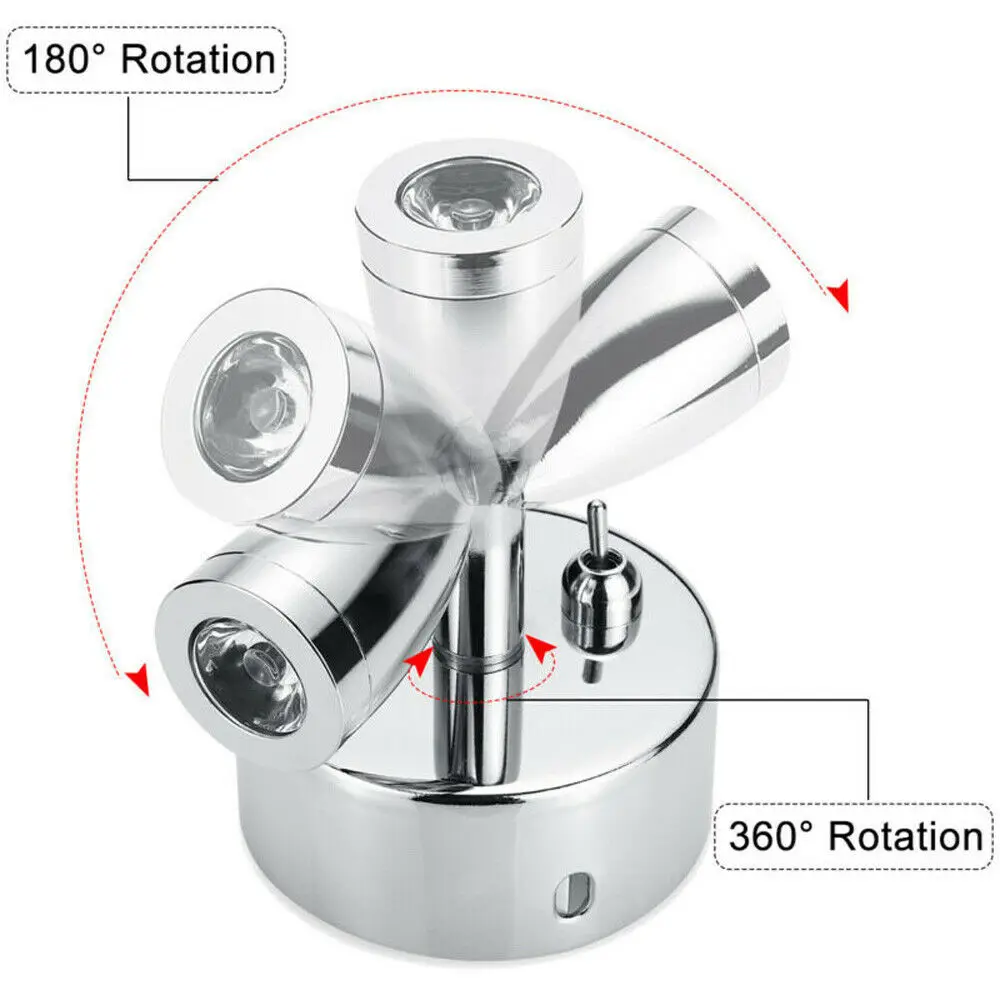 12В 24В Светодиодный точечный светильник для чтения настенный тогл RV Caravan Motorhome