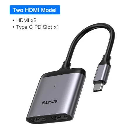 USB C концентратор Baseus type C для нескольких USB 3,0 концентратор HDMI адаптер док-станция для MacBook Pro huawei mate 30 USB-C 3,1 разветвитель порт type C концентратор - Цвет: Two HDMI USB C HUB