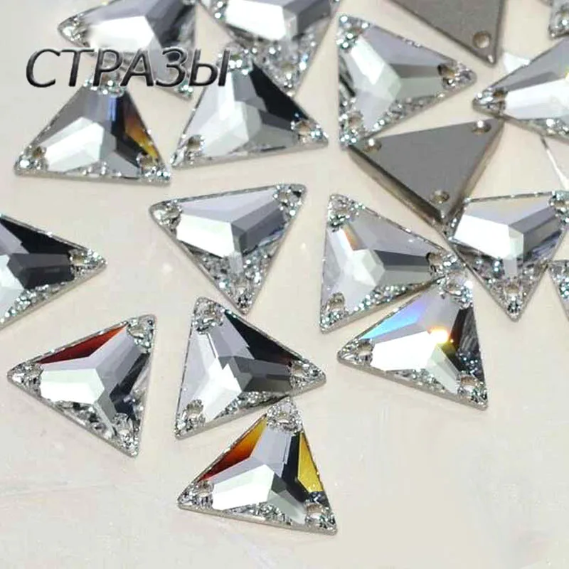 T riangle Strass плоская задняя сторона с отверстиями стеклянные кристаллы стразы для