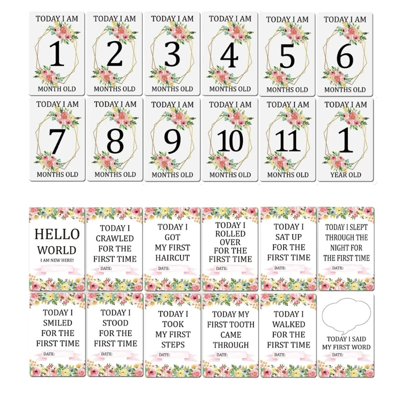 Sharing-Cards Moment Baby Milestone Newborn Shower 12 Age Unisex 12pcs Key Landmark Gif