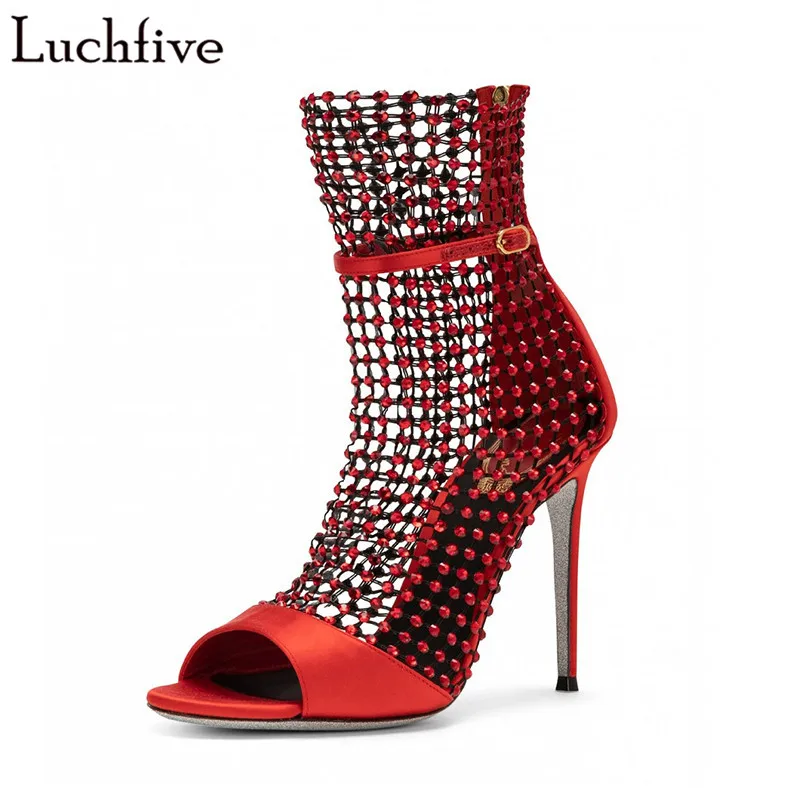 Luchfive-Peep-Toe-Crystal-Beads-Net-Sandals-Women-Silk-Upper-10cm-High-Heels-T-Show-Summer (1)