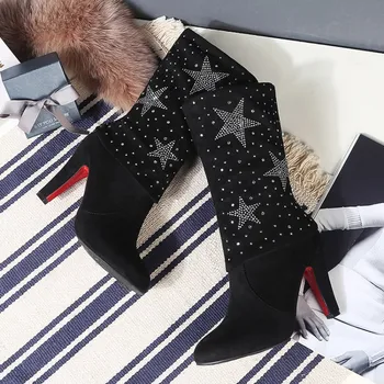 

Big Size - boots women woman winter boots women women shoes botas Diamond pentacle decorated sleeve