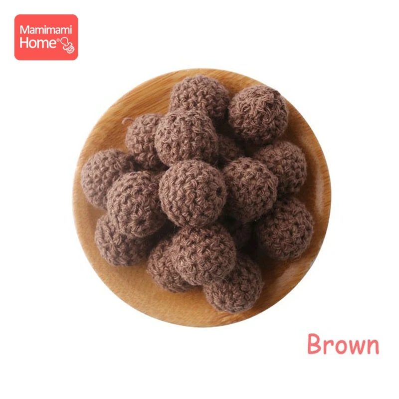 Brown Mamihome 5 шт. 20 мм связанные деревянные бусины детский Прорезыватель своими руками цепочка для прорезывания зубов подарок деревянные пустые вязаные бусины Детские товары игрушка - Цвет: Brown