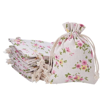 

30PCS 14X10cm Small Drawing Bags Flower Printed Cloth Bags For Wedding Birthday Party Gifts Packing New Fashion Small Cloth Bags
