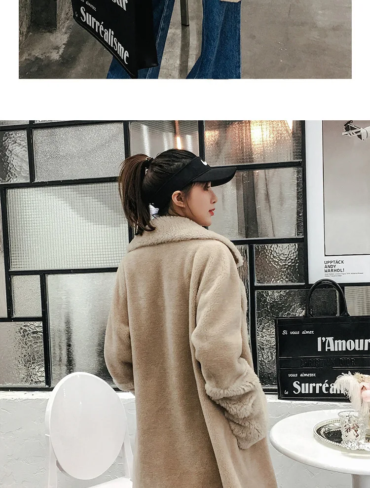 Real Fur Coat Women Winter Natural Sheep Shearing Fur Streetwear Jacket Female Oversize Thick Warm Overcoat Abrigos AQ637
