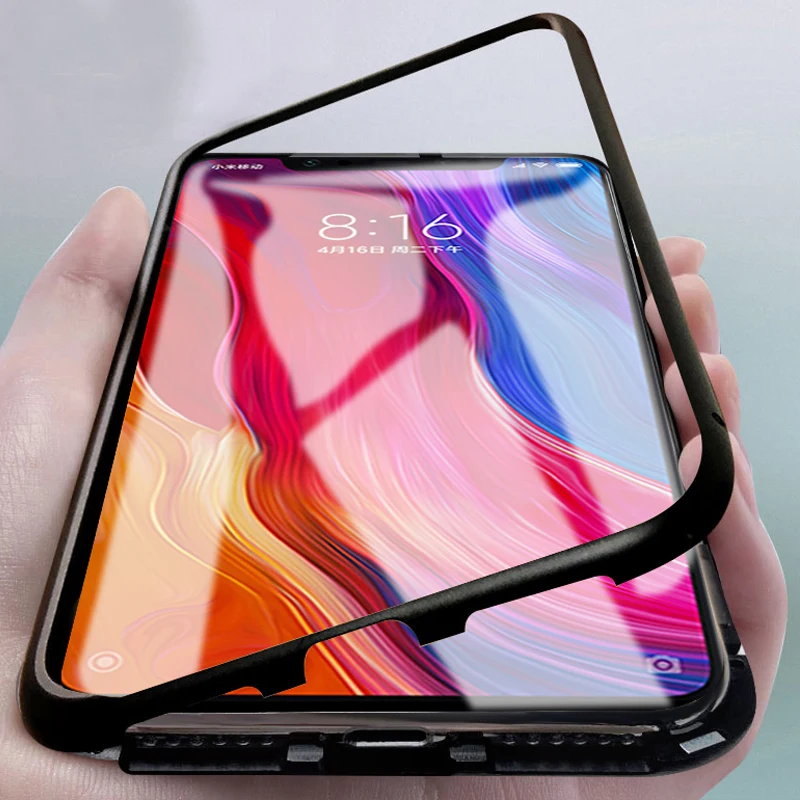 

Metal Magnetic Adsorption Case Bumper On For Xiaomi Mi 9 8 lite light Redmi Note 7 6 5 Pro Back Tempered Glass Shell Cover Coque