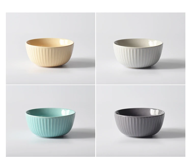 CHANSHOVA household ceramics simple solid color household ceramic bowl rice bowl kitchen tableware cute simple bowl rice bowl