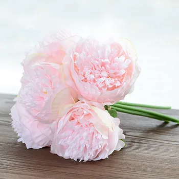

5 Heads Peony Flower For Christmas Decor Artificial Silk Peonies For Wedding Home New Year Party Decoration