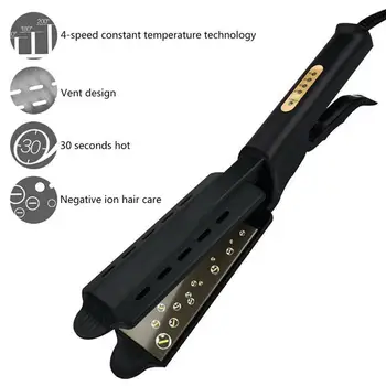 

Professional Four-Speed Thermostat Straight Hair Splint Bangs Hairdressing Tools Straight Clip Hair Straightener (Black)