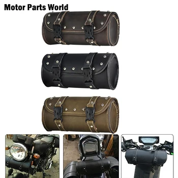 

Vintage Black Motorcycle Saddle Bags PU Leather Side Tool Tail Bag Luggage Small Size For Harley Universal Motorcycle Saddle Bag