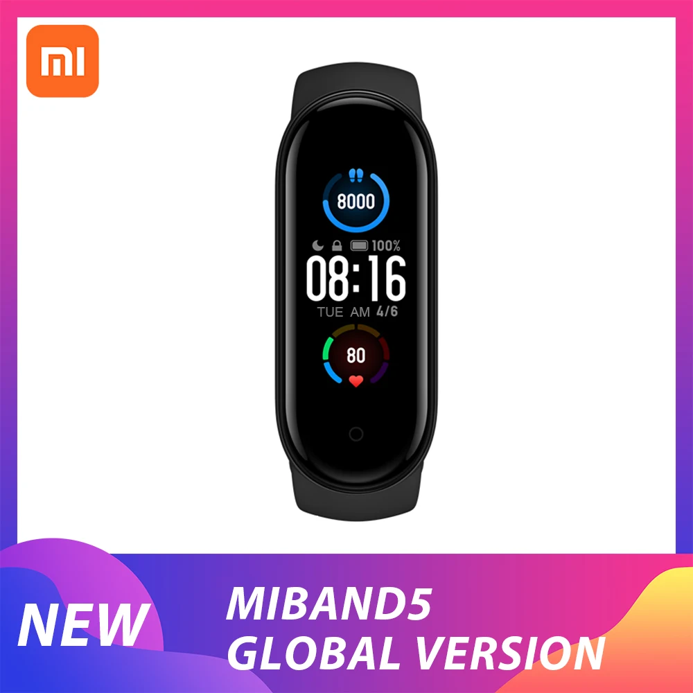 Глобальная версия Xiaomi Mi Band 5 Смарт AMOLED экран Miband Smartband фитнес трекер Bluetooth