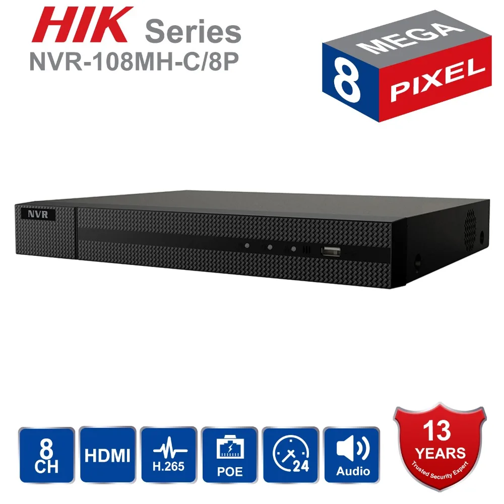 Hikvision Hilook NVR-108MH-C/8 P OEM 8CH 4K POE NVR ONVIF рекордер с 2 ТБ HDD USB резервного копирования