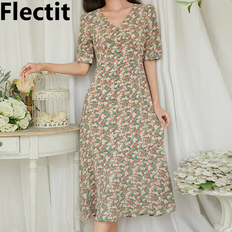 Flecti Women's Ditsy Floral Midi Dress ...