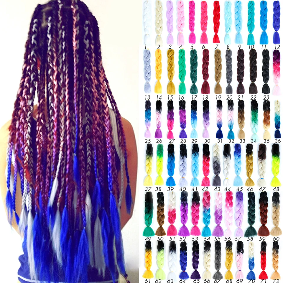 

AOOSOO Synthetic Hair Extensions Ombre Braiding Hair One Piece 100g/Pack 24Inch Afro Bulk Hair headwear