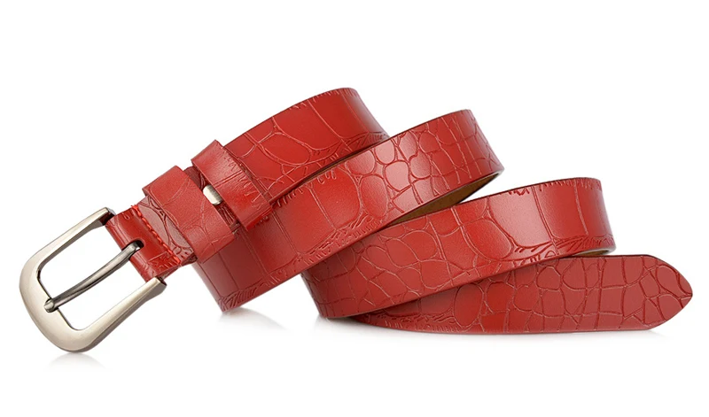 JXQBSYDK Luxury Belts for Women High Quality Gravel Crocodile Patter Texture Design Female Pin Buckle Fashion Leather Belts
