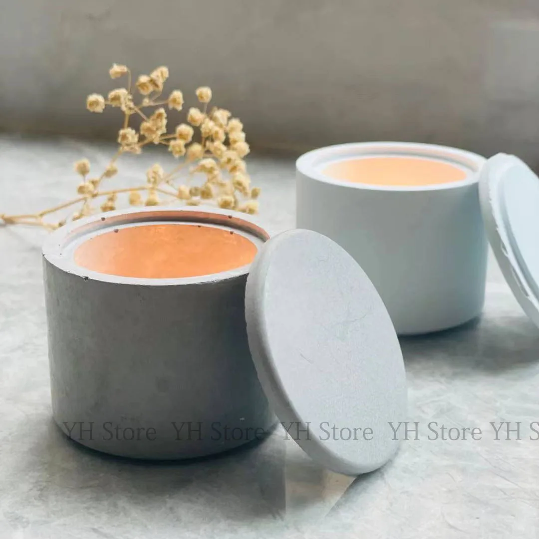 Mini Round Box Silicone Mold Plaster Candle Jar Cement Tealight Hoder Resin Ring Box for Concrete Candle Holder silicone mold