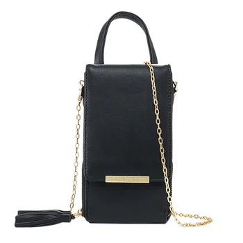 

Women's Chain Mobile Phone Bag PU Leather Portable Wallet Multi-Card Crossbody Shoulder Bag
