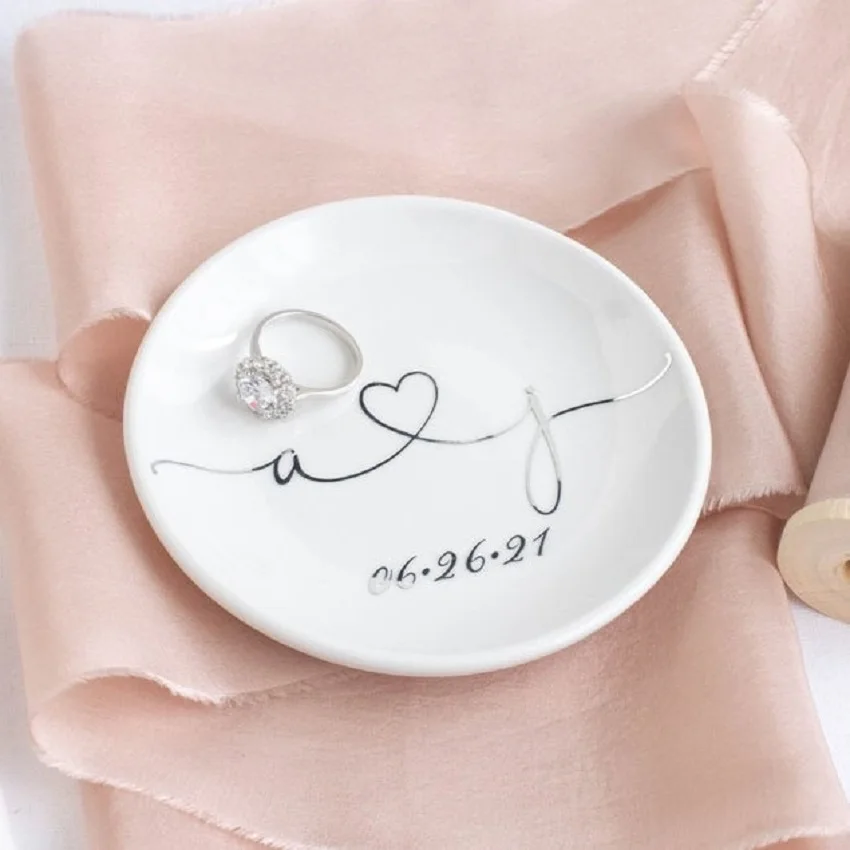 Wedding ring box personalized ring dish wedding ring holder engagement gift birthday custom wedding dish bridal show bachelorette favor