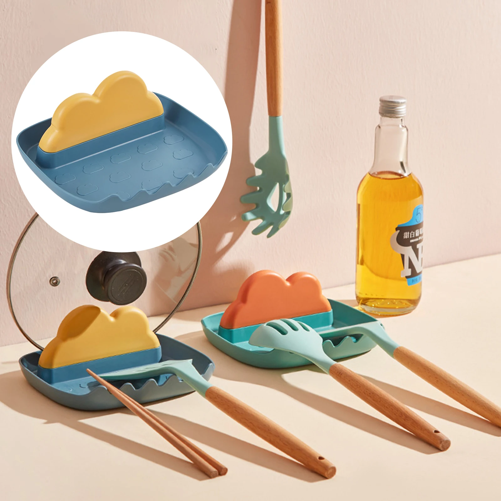 1PCS Silicone Spoon Rest Kitchen Organizer With Pot Lid Holder For