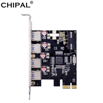 

CHIPAL High Speed 5Gbps 4 Ports USB 3.0 Card PCI-E 1X to 4 USB3.0 Riser Card Expansion Adapter PCIE Host Controller For Desktop