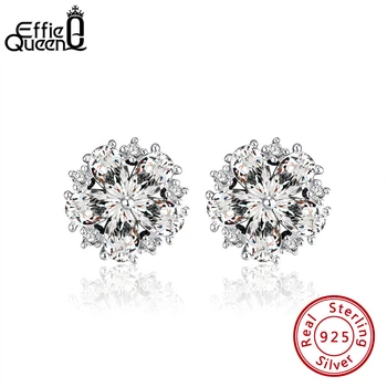 

Effie Queen 100% S925 Silver Women Stud Earrings with AAAA Zircon Female CZ Earrings Trendy Jewelry Gifts SE257