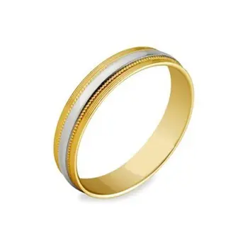 

Gold Alliance two colors in 4 mm with half Cane shape wedding
