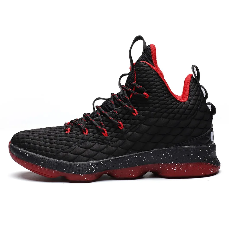 Новинка; баскетбольные кроссовки Lebron James 13 на шнуровке с высоким берцем; амортизирующая Противоударная спортивная обувь для пары в стиле Джорджтауна - Цвет: Черный