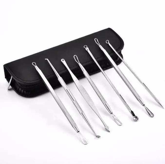 50 комплектов 7 шт/1 Набор Blackhead поставляется сделано угревая сыпь выталкиватель экстрактор для прыщей иглы косметический инструмент для чистки лица SN239