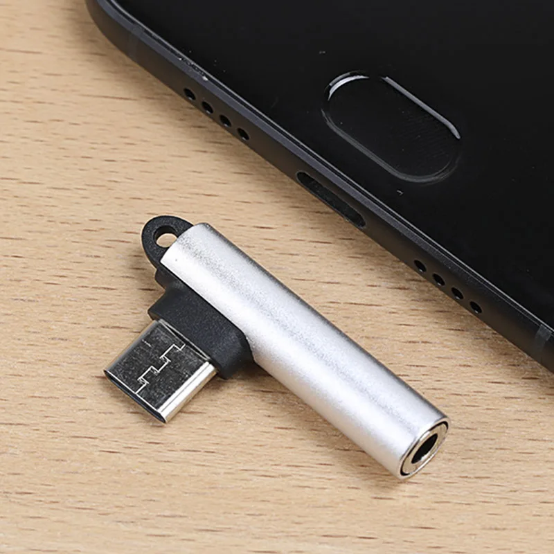 Серебристый Кабель для наушников type-C до 3,5 мм USB C до 3,5 мм AUX адаптер для наушников для Xiaomi Mi для huawei mate 20 lite P20 Pro Htc - Цвет: Серебристый