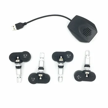 

USB TPMS Module Tool ,TPMS Wireless Tyre Pressure Monitoring System with 4 Cap Built in Sensors for Android 8.0 8.1 Stereo