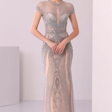 Host dress, banquet temperament, new heavy industry fish tail dress, high-end luxury evening dress