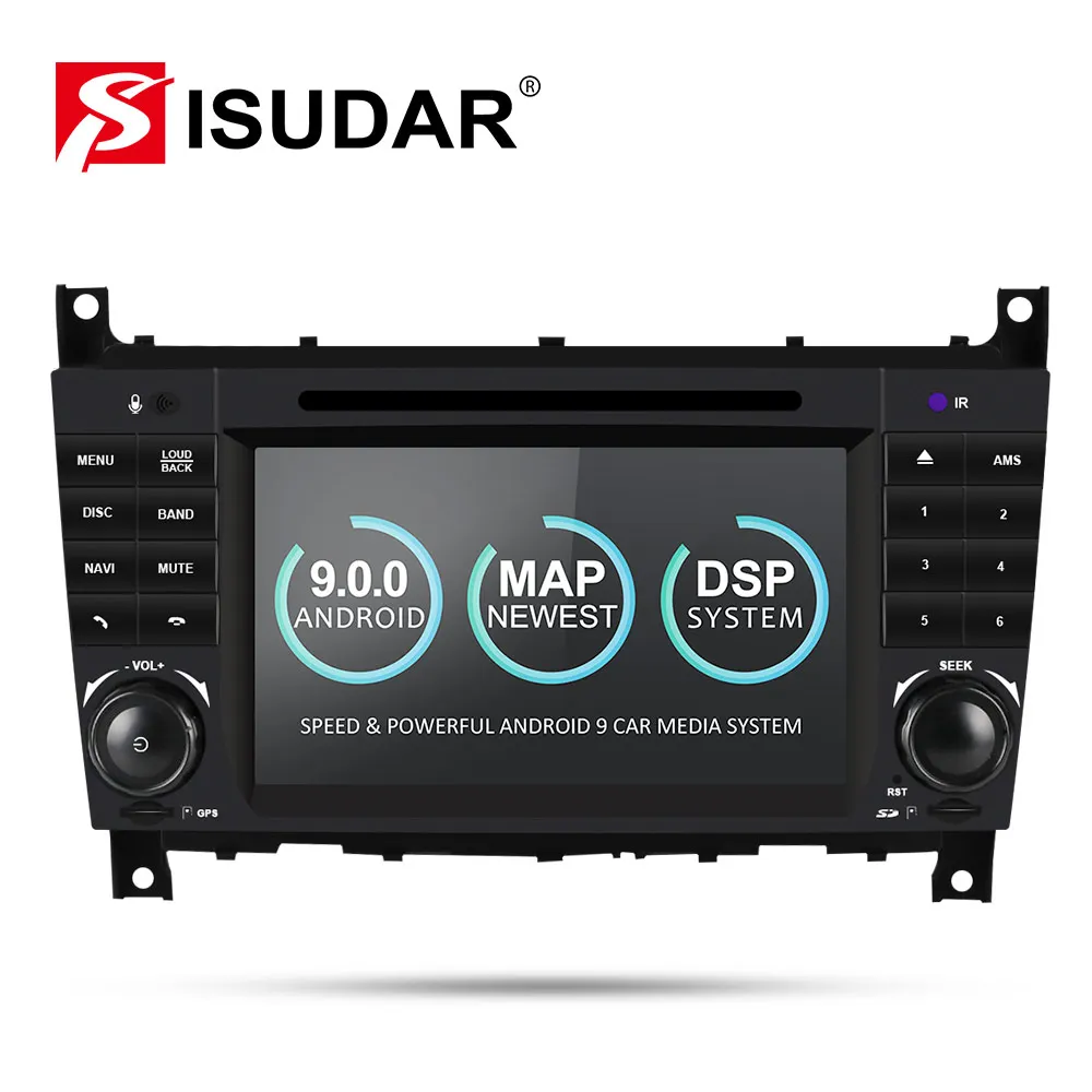 Best Isudar 2 Din Auto Radio Android 9 For Mercedes/Benz/W203/CLK200/CLK22/C180/C200 CANBUS Car Multimedia Video DVD Player GPS DVR 0