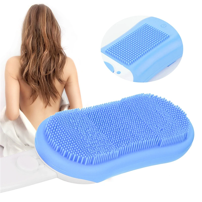USB Rechargeable Sonic Silicone Facial Cleansing Brush Long Handle Massage Brush Bath Shower Brush Exfoliation Acne Removal 35