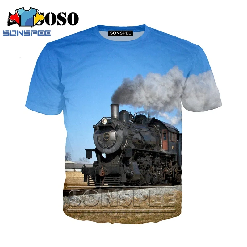 Аниме 3d принт футболка паровой двигатель уличная Пароварка для мужчин и женщин Поезд Мода dj Футболка Harajuku Детские рубашки homme футболка A110