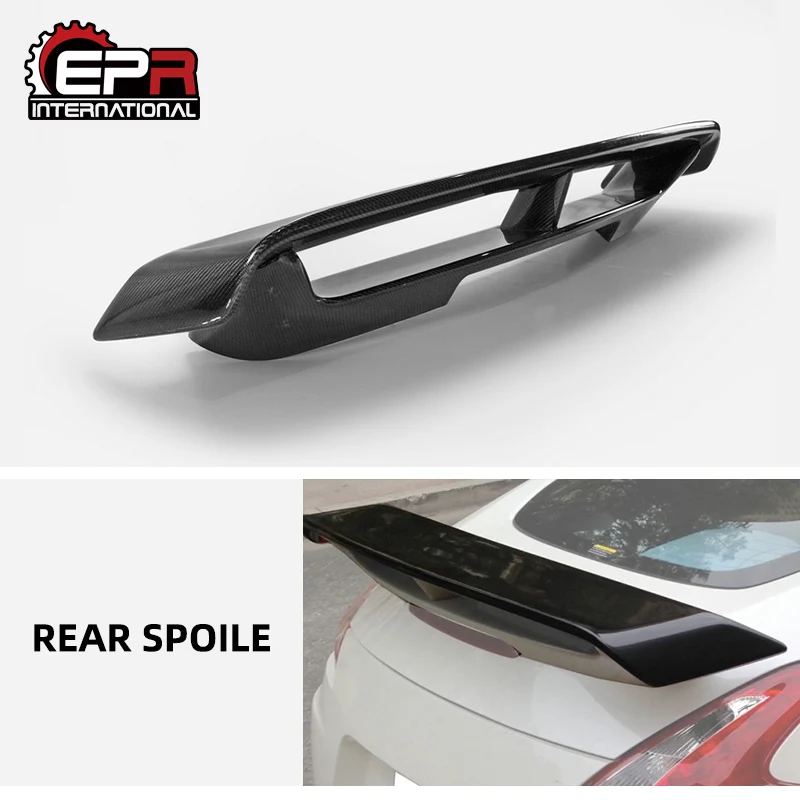 

Trunk Wing Lips for Nissan 09-18 370Z Z34 NIS2 Style Carbon Fiber Rear Spoiler Glossy Finish Set Fibre Bootlid Splitter Kit Trim