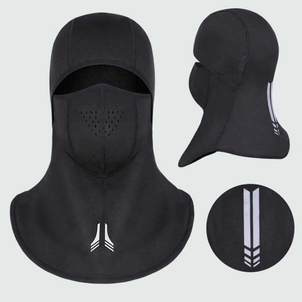 Windproof Thermal Full Face Mask Hat Outdoor Motorcycle Cycling Winter Headwear Black