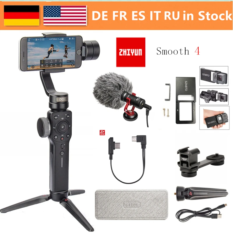 Ceny Zhiyun gładka 4 3 Axis Handheld stabilizator gimbal w Focus Pull Zoom dla iPhone Xs Max Xr X 8 Plus 7 6 SE smartfon z androidem