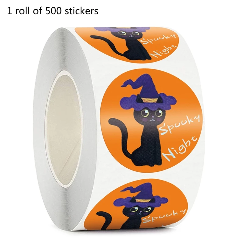 500pcs Halloween Stickers 1.5 Inch Handmade Packaging Sealing Label Cat Sticker QW | Дом и сад