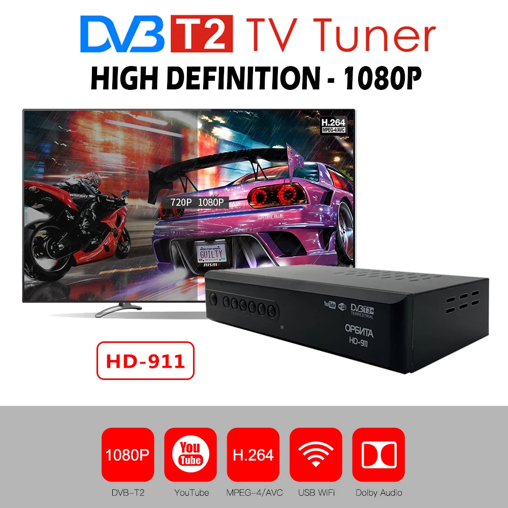 FTA DVB-T2/DVB-C цифровой ТВ приемник для русского языка H.264 Youtube Full HD ТВ тюнер приемник DVB T2 Wi-Fi приемник TDT Декодер каналов кабельного телевидения