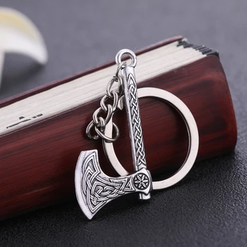 

Fishhook Gothic Axe Keychain Viking Amulet Scandinavian Norse Irish Knot Pandent Metal Key Chain Gift For Man Woman Jewelry