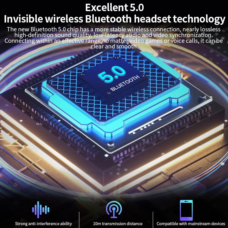 Bluetooth 5,0 наушники TWS беспроводные невидимые наушники спортивные стерео светодиодный дисплей наушники сенсорная гарнитура вкладыши с микрофоном