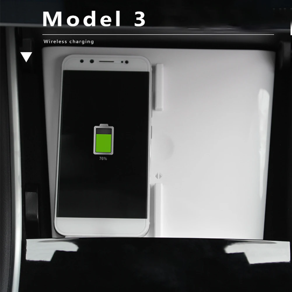 USB удобное Быстрое беспроводное автоматическое автомобильное простое в эксплуатации зарядное устройство для телефона интеллектуальная плата в форме для Tesla модель 3 - Цвет: Белый