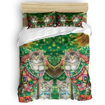 

Cute Kitten In Christmas Stocking Duvet Cover Set 2/3/4pcs Bedding Set Bed Sheet Pillowcases Cover Set