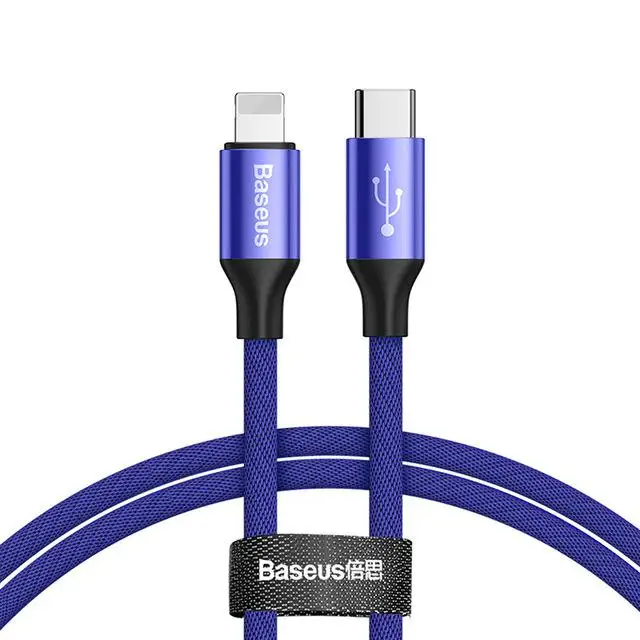Baseus usb type C для Lightning Кабель для iPhone 11 Pro Max Xs Max Xr X 8 7 6 6s Plus Быстрая зарядка USB кабель зарядное устройство провод шнур - Цвет: Синий