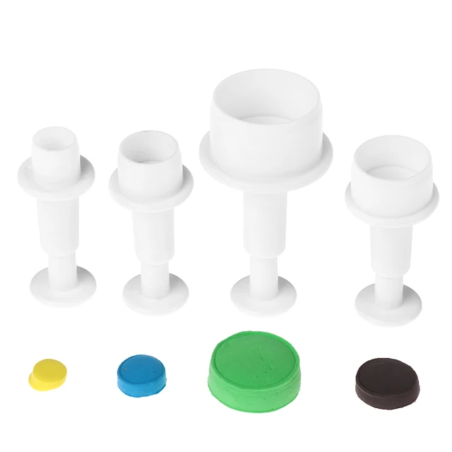 4Db Különböző Méretű Torta Penész Mini Kerek Kör Süti Műanyag Süteményvágó Keksz Fondant Cukor Dugattyú Kézműves Dekoráció - Image 2